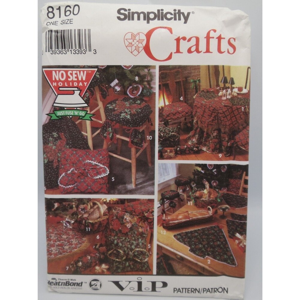 Simplicity 8160 Holiday Crafts Sew Home Decor One Size 1990s